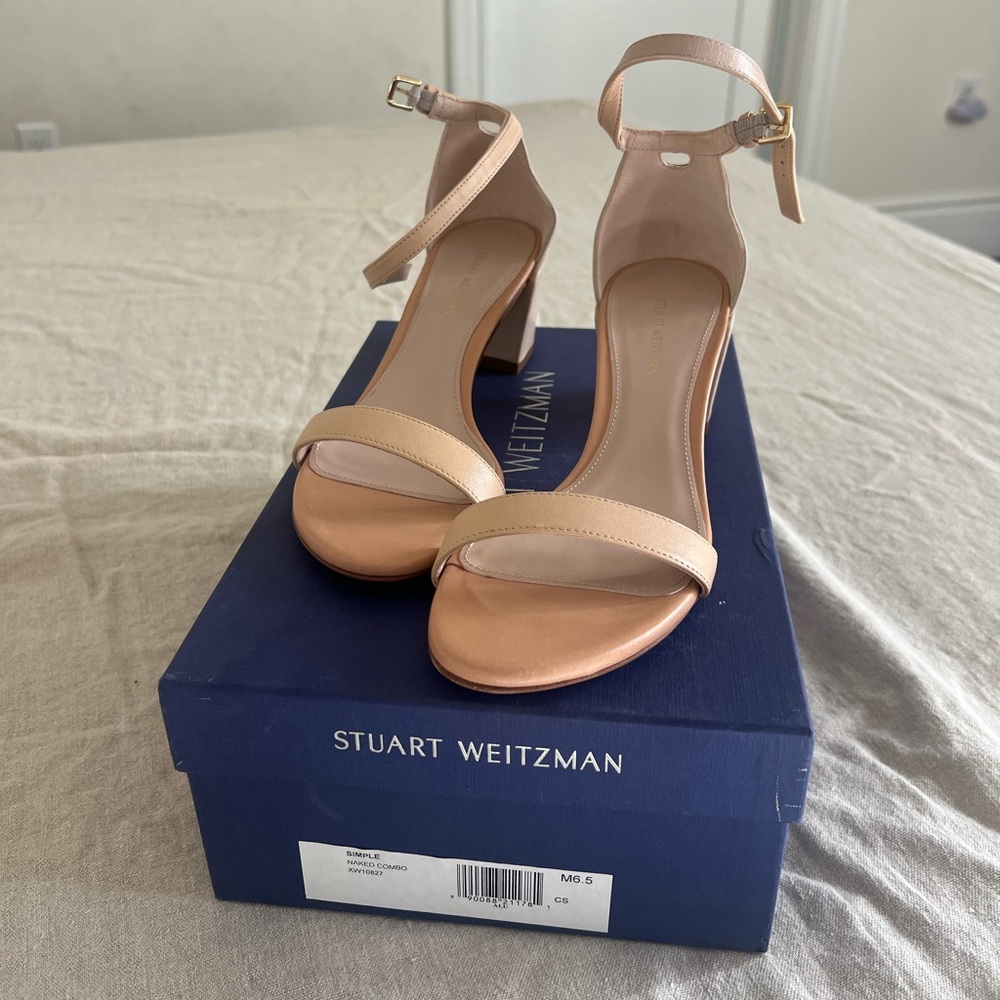NIB Stuart Weitzman Simple Ankle Strap Block Heels
